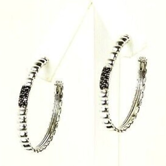 JOHN HARDY Bedeg Lava Sterling Silver Black Sapphire Hoop...